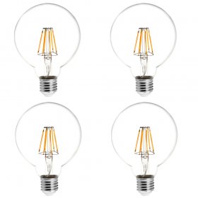 G30 E26/E27 6W LED Vintage Antique Filament Light Bulb, 60W Equivalent, 4-Pack