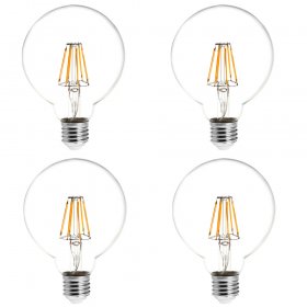 G30 E26/E27 6W LED Vintage Antique Filament Light Bulb, 60W Equivalent, 4-Pack