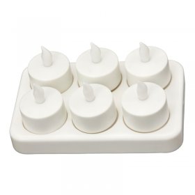 HERO-LED™ Original Flameless Flickering Rechargeable LED Tea Light Votive Candles Set of 6