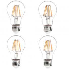 A19 E26/E27 8W LED Vintage Antique Filament Light Bulb, 75W Equivalent, 4-Pack