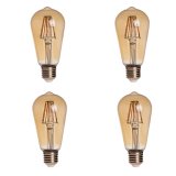 Gold Tint ST18 E26/E27 8W LED Vintage Antique Filament Light Bulb, 75W Equivalent, 4-Pack