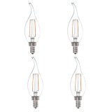 CA10 E12 2W LED Vintage Antique Filament Light Bulb, 25W Equivalent, 4-Pack