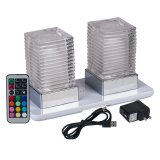 Wireless Induction Rechargeable LED Cordless Table Lamps - Square - Crystal 04- Set of 2