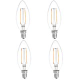 B10 E12 2W LED Vintage Antique Filament Light Bulb, 25W Equivalent, 4-Pack