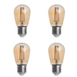 Gold Tint S14 E26/E27 Base 4W LED Vintage Antique Filament Light Bulb, 40W Equivalent, 4-Pack