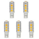 Miniature Wedge Retrofit 194 921 168 LED Bulb, 13 SMD 5050 LEDs, 2.6W, 15-20W Equal, 5-Pack