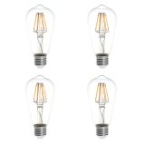 ST18 E26/E27 6W LED Vintage Antique Filament Light Bulb, 60W Equivalent, 4-Pack