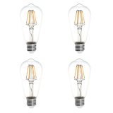ST18 E26/E27 6W LED Vintage Antique Filament Light Bulb, 60W Equivalent, 4-Pack
