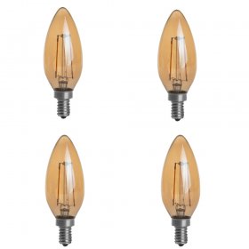 Gold Tint B10 E12 2W LED Vintage Antique Filament Light Bulb, 25W Equivalent, 4-Pack