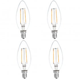 B10 E12 2W LED Vintage Antique Filament Light Bulb, 25W Equivalent, 4-Pack