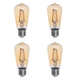 Gold Tint ST15 E26/E27 4W LED Vintage Antique Filament Light Bulb, 40W Equivalent, 4-Pack