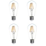 ST18 E26/E27 8W LED Vintage Antique Filament Light Bulb, 75W Equivalent, 4-Pack