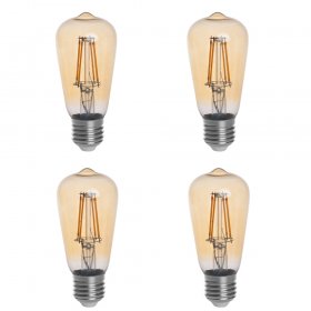 Gold Tint ST15 E26/E27 4W LED Vintage Antique Filament Light Bulb, 40W Equivalent, 4-Pack
