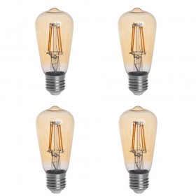 Gold Tint ST15 E26/E27 4W LED Vintage Antique Filament Light Bulb, 40W Equivalent, 4-Pack