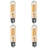 Gold Tint T10 E26/E27 4W LED Vintage Antique Filament Light Bulb, 40W Equivalent, 4-Pack