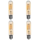 Gold Tint T10 E26/E27 4W LED Vintage Antique Filament Light Bulb, 40W Equivalent, 4-Pack