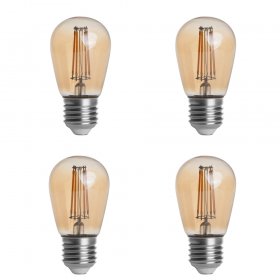 Gold Tint S14 E26/E27 Base 4W LED Vintage Antique Filament Light Bulb, 40W Equivalent, 4-Pack