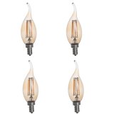 Gold Tint CA10 E12 4W LED Vintage Antique Filament Light Bulb, 40W Equivalent, 4-Pack