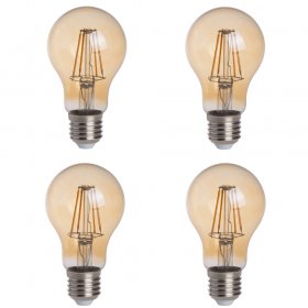 Gold Tint A19 E26/E27 4W LED Vintage Antique Filament Light Bulb, 40W Equivalent, 4-Pack
