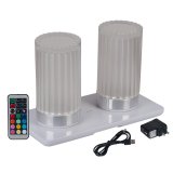 Wireless Induction Rechargeable LED Cordless Table Lamps - Set of 2 - Cylinder - Crystal 03
