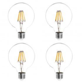 G30 E26/E27 8W LED Vintage Antique Filament Light Bulb, 75W Equivalent, 4-Pack