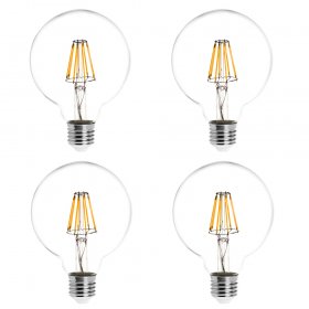 G30 E26/E27 8W LED Vintage Antique Filament Light Bulb, 75W Equivalent, 4-Pack