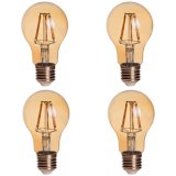 Gold Tint A19 E26/E27 6W LED Vintage Antique Filament Light Bulb, 60W Equivalent, 4-Pack