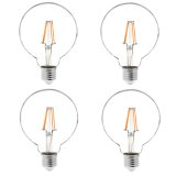 G30 E26/E27 4W LED Vintage Antique Filament Light Bulb, 40W Equivalent, 4-Pack