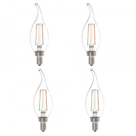 CA10 E12 2W LED Vintage Antique Filament Light Bulb, 25W Equivalent, 4-Pack