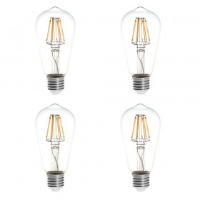 ST18 E26/E27 6W LED Vintage Antique Filament Light Bulb, 60W Equivalent, 4-Pack