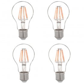 A19 E26/E27 6W LED Vintage Antique Filament Light Bulb, 60W Equivalent, 4-Pack