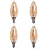 Gold Tint B10 E12 4W LED Vintage Antique Filament Light Bulb, 40W Equivalent, 4-Pack