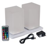 Wireless Induction Rechargeable LED Cordless Table Lamps - Square - Glass 01- Set of 2