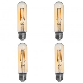 Gold Tint T10 E26/E27 4W LED Vintage Antique Filament Light Bulb, 40W Equivalent, 4-Pack