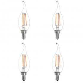 CA10 E12 4W LED Vintage Antique Filament Light Bulb, 40W Equivalent, 4-Pack