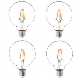 G30 E26/E27 4W LED Vintage Antique Filament Light Bulb, 40W Equivalent, 4-Pack