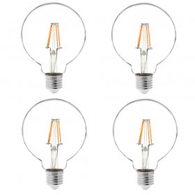 G30 E26/E27 4W LED Vintage Antique Filament Light Bulb, 40W Equivalent, 4-Pack