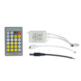 Variable White Color Temperature Touch LED Controller with 24-Key IR Remote, 12-24V DC, 3A*2CH