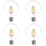 G30 E26/E27 6W LED Vintage Antique Filament Light Bulb, 60W Equivalent, 4-Pack