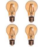 Gold Tint A19 E26/E27 8W LED Vintage Antique Filament Light Bulb, 75W Equivalent, 4-Pack