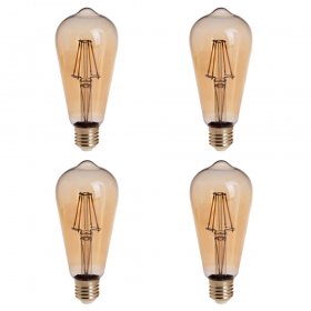 Gold Tint ST18 E26/E27 4W LED Vintage Antique Filament Light Bulb, 40W Equivalent, 4-Pack