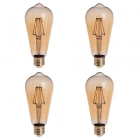 Gold Tint ST18 E26/E27 4W LED Vintage Antique Filament Light Bulb, 40W Equivalent, 4-Pack