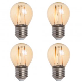 Gold Tint G16 E26/E27 2W LED Vintage Antique Filament Light Bulb, 25W Equivalent, 4-Pack