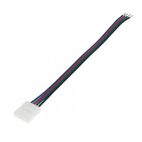 RGB LED Strip Connector, 4 Contacts, 10mm, Pigtail Connector, 10-Pack