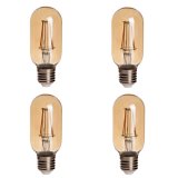 Gold Tint T14 E26/E27 4W LED Vintage Antique Filament Light Bulb, 40W Equivalent, 4-Pack