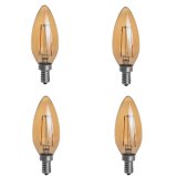 Gold Tint B10 E12 2W LED Vintage Antique Filament Light Bulb, 25W Equivalent, 4-Pack