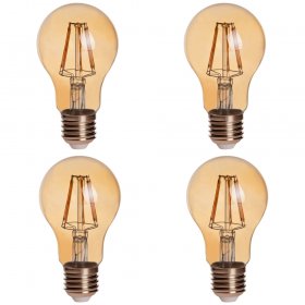 Gold Tint A19 E26/E27 6W LED Vintage Antique Filament Light Bulb, 60W Equivalent, 4-Pack
