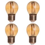 Gold Tint G16 E26/E27 4W LED Vintage Antique Filament Light Bulb, 40W Equivalent, 4-Pack