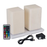 Wireless Induction Rechargeable LED Cordless Table Lamps - Square - Stone 02- Set of 2