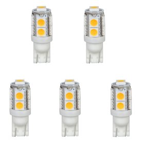 Miniature Wedge Retrofit 194 921 168 LED Bulb, 9 SMD 5050 LEDs, 1.8W, 10-15W Equal, 5-Pack